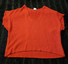 Cabi Womens Small Red Short Sleeve V Neck Pullover Knit Sweater