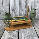 Vtg Taxidermy Stuffed Real Frog Duo Playing Pool