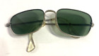 Vintage Wire Rim Aviator Style Sunglasses Green Lenses Silver Metal Stems 60s-70