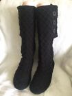 UGG Australia Women’s Knit Cardy Boots Black Crochet Sheepskin 3066 US Size 9 US