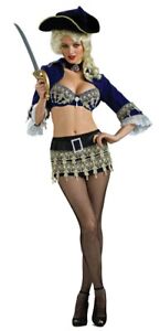 Adult Womens Sassy Pirate Halloween Costume Skirt Top Belt Tricorn Hat