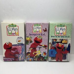 Vintage Set 3 VHS Tapes Sesame Street Elmo's World Springtime Fun Head To Toe