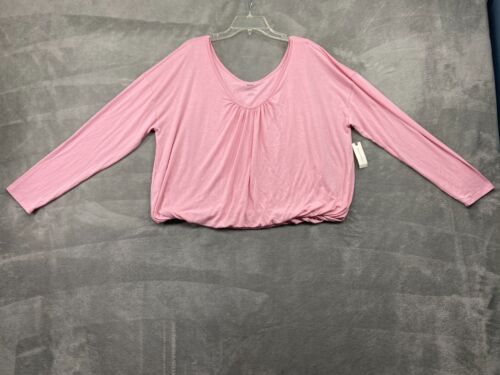 Anthropologie Top Women's Extra Large Pink Long Sleeve Soft Stretch Crop Blouse