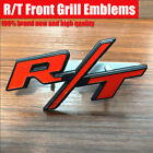 2X OEM For RT Front Grill Emblem R/T Trunk Rear Car Badge Red Black edge Sticker (For: Dodge Charger)