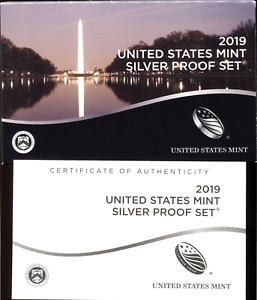 2019 S U. S. Mint SILVER Proof Set - Full 10 Coin Set - Box & COA - Lot #BC 1107