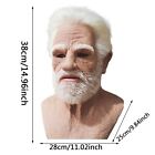 Halloween Old Man Costume Latex Mask Realistic Old Grandpa with Hair Headcover