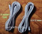 2X 5M 16ft 5.5*2.1 White DC Power Adapter Extension Cable Cord Fo CCTV IP Camera