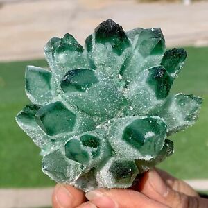 351G Newly discovered green phantom quartz crystal cluster minerals