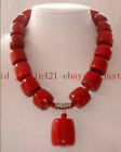 Natural Amazing Red Coral Cylinder Gemstone Beads Necklace 18'' AAA++