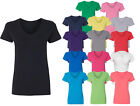 Women's V-neck Premium Basic T-shirt Extra Soft lightweight Gym Sizes S - 5XL