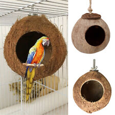 Coconut Shell Bird Nest House Hut Cage Feeder Toys For Pet Parrot Budgie Conure