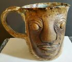 New ListingHandmade Ugly 3D Face Beer Mug Coffee Signed Folk Art Stoneware Pottery 18 oz