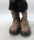 Coach Womens Joyous A7303 Brown Tan Signature Mid-Calf Snow Boots Size 10B