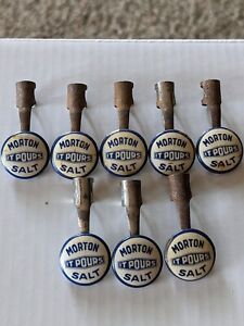 8 Vintage Morton Salt it Pours advertising pencil pocket clip holder