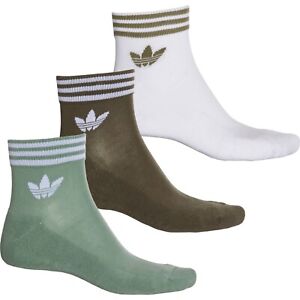 3 Pair Adidas Low Cut Socks, Men's Shoe 9-11.5 Womens 10-12 L, Green White L13MP