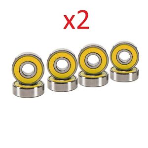 ABEC 7 Skateboard Bearings for Deck and Hardware 2 Set of 8 Pcs Yellow