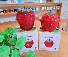 Le Creuset Strawberry & Raspberry set of 2 mini Cocotte fruit rare stonware
