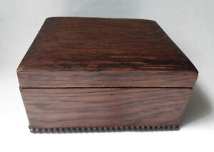 Antique Wood Pantry Box, Tiger Oak - Quarter Sawn, Copper Lined, Small, A Beauty