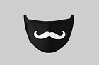 Black and White Mustache, Washable, Reusable, Adult Face Mask