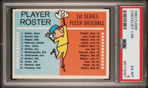 PSA 6 1963 Fleer 1st Series Baseball Checklist 1-66 Willie Mays Carl Yastrzemski