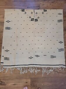 Authentic Very Old WOOL MEXICAN BLANKET PONCHO ( 40” x 78” )