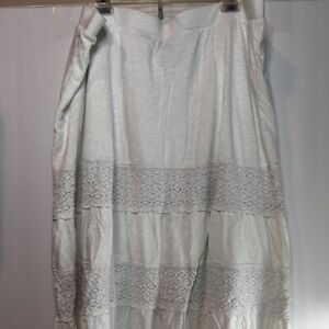 Lane Bryant White lined maxi skirt with crochet accents. Size 22/24