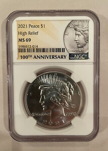 2021 HIGH RELIEF PEACE SILVER DOLLAR - NGC MS69 - MINT PACKAGING