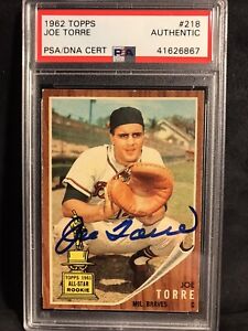 1962 Topps #218 Joe Torre RC Rookie Signed Auto PSA/DNA