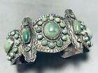1800's VERY IMPORTANT VINTAGE NAVAJO CERRILLOS TURQUOISE COIN SILVER BRACELET