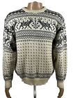 DALE OF NORWAY Classic Crème Fair Isle Wool Knit Ski Deer Sweater Size Small