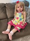 34 in OOAK Blonde Little Girl Reborn Doll with Rooted Hair
