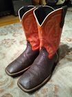 ARIAT QUICKDRAW BROWN & ORANGE LEATHER SQUARE TOE COWBOY BOOTS #10009589 MENS 12