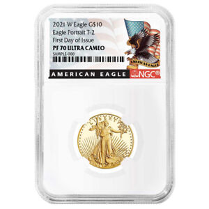 2021-W Proof $10 Type 2 American Gold Eagle 1/4 oz NGC PF70UC FDI Black Label