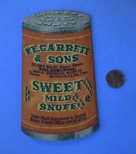New ListingW E Garrett Snuff Advertising 1946 & 47 Calendar * Shape Orange 5-1/2” Snuff Can
