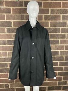 NWOT Dockers Men’s Black Wool Blend Quilt Lined Mid Length Trench Coat Size S