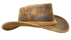 Leather Hat Western Cowboy Riding Leather Hat Band Sunscreen Unisex Crazy Horse