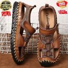 Beach Shoes Mens Leather Sandals Summer Casual Walking Hiking Shoes Closed Toe