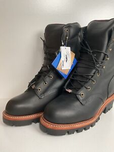 Chippewa Black Leather Logger Boots 12 E Style 25410 Steel Toe Insulated USA
