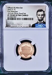 2022S US Mint 10-Coin-Silver-Proof SET Version LINCOLN CENT Penny NGC PF70 RD FR