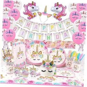 Unicorn Birthday Party Decoration Supplies Set and Plates for Girls Birthday