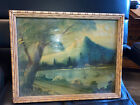 OIL PAINTING MOUNTAIN Lake AS PICTURED Large Tree Ca 1949 AnTiQuE 11x14