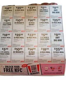 Sheet Of 20 KFC Coupons. Expire 6/3/2024. Fast  Shipping!!