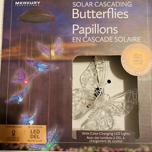 New Merkury Solar Cascading Butterflies Color Changing LED 6 Lights In Package