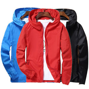 Mens Outwear Lightweight Windbreaker Waterproof Rain Jacket Hooded Breathable
