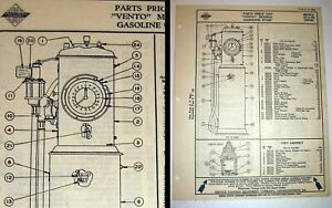 1936 SERV STATION EQUIP CO/BENNETT VENTO MODEL Auto GAS Pump PARTS & Price List