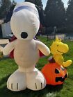 2004 Halloween Snoopy and Woodstock with Pumpkin Inflatable Gemmy 7ft With Box