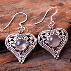 Rose Quartz Gemstone Heart Earring 925 Sterling Silver Jewelry