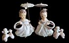 Ucagco Japan Figurines Kitsch Southern Belles With  Poodles  Pink Lot Of 4
