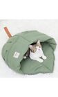 Cat Sleeping Bag , Linen Fabric Bed Cave Leaf Nest Pet Covered Non Slip, Green