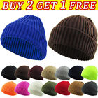 THICK Ribbed Beanie Knit Ski Cap Skull Hat Warm Solid Color Winter Cuff Unisex
